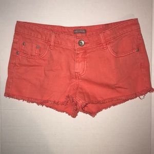 6ixty8ight faded orange frayed hem shorts